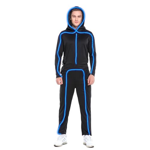 Light Up Stick Figure Costume Adult Led Man Cosplay Men Women Blue L