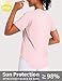 CHALLMOTI Women's Short Sleeve Workout Tops Athletic Shirts V Neck Sun Shirts UPF 50+ Quick Dry Quick Dry Pink L