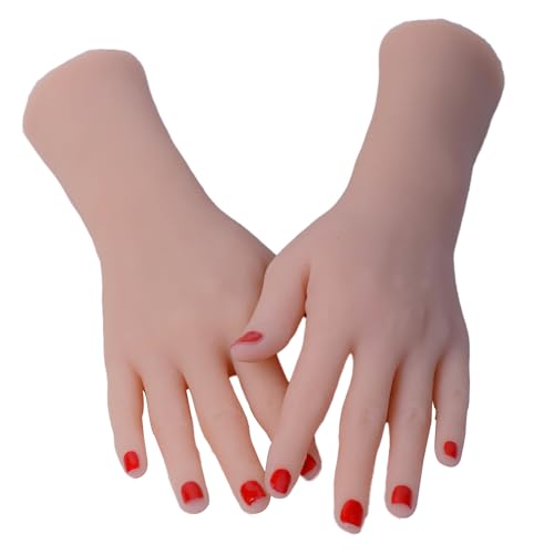 WYDDDARY 1 Pair Silicone Female Hand Model 2Pcs Lifelike Female Hands Model Women's Realistic Silicone Lifelike Soft Mannequin Hand Model