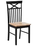Beliani Lot 2 Chaises Noires en Bois Naturel de Qualité Design Simple et Universel pour Chaque Salle à Manger ou Cuisine Contemporaine