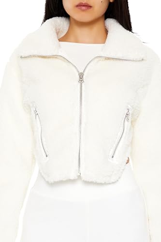 Forever 21 Women's Faux Shearling Cropped Moto Jacket3