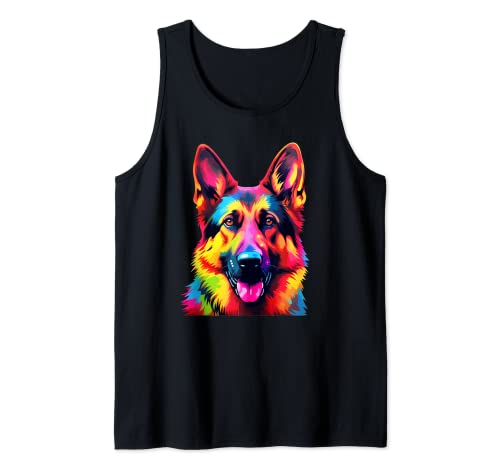 Colorido Pop Art - Retrato para amantes del pastor alemán Camiseta sin Mangas