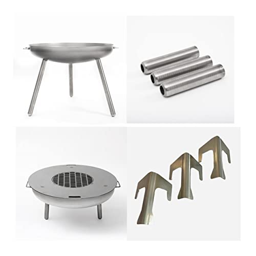 Feuerschale mit Grillplatte, Feuerschale Edelstahl 80 cm mit Grillgring,...