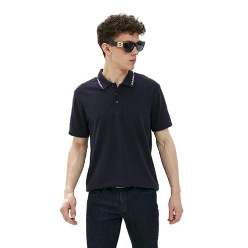 French Connection Mens Cotton Polo Top-Dark Blue-Large