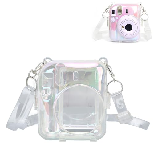 Pochette Instax Mini 12 transparente avec sangle amovible boîtier de transport rigide
