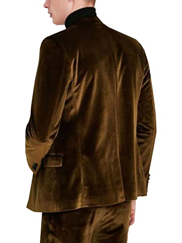 Men's 2 Pieces Velvet Suit Slim Fit Peak Lapel Double Breasted Blazer Tuxedo & Pants2
