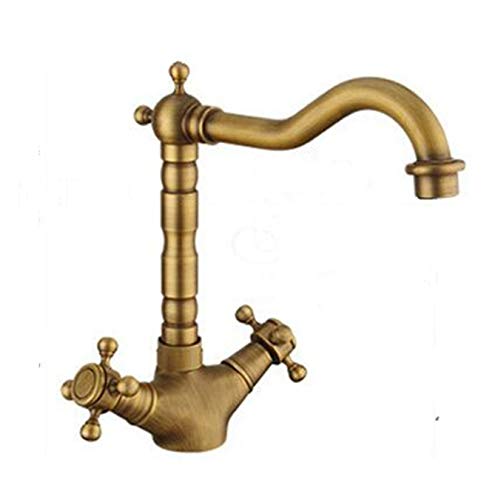 Robinet de salle de bain rétro eau chaude et froide mélangeur lavabo laiton antique