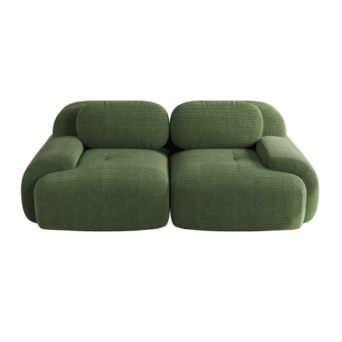 Canapé modulable velours côtelé 2 places vert Sapgaks