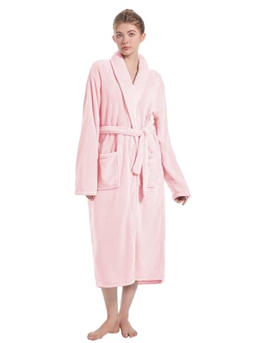 Soft Robe For WomenWarm Plush Bath Robes FemaleSpa Towel After Shower Lightweight Long Bathrobe (US Alpha Small Medium Regular Regular Light Pink)
