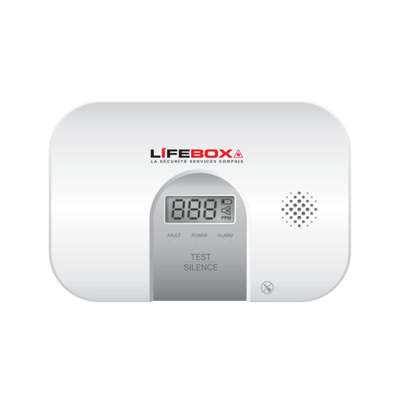 Detecteur de Monoxyde de Carbone NF en 50291 avec ecran Digital Garantie 10 Ans- LIFEBOX