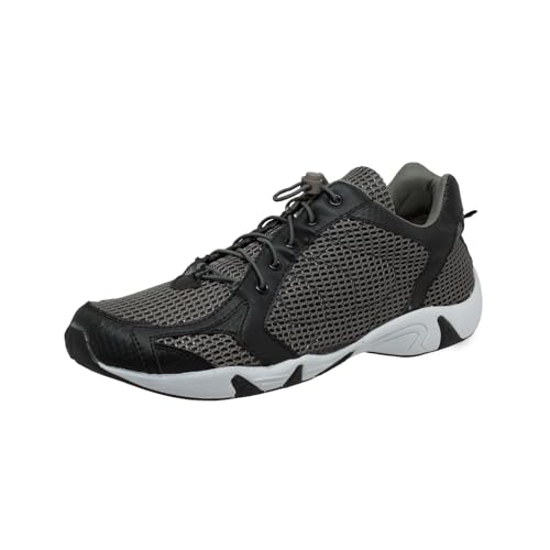 RocSoc Men’s Hybrid Water and Land Shoe, Breathable Mesh and Water Dissipating Outsole, Grey/Black, 12 M
