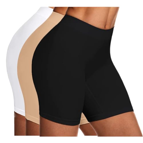 Lot de 3 Shorty Anti Frottement Cuisse Taille Haute Respirant Culotte Gainante Femme Sans Couture Ventre Plat Cycliste Panty Doux Invisible Grande Taille Short sous Jupe Legging Court Quotidien Sport