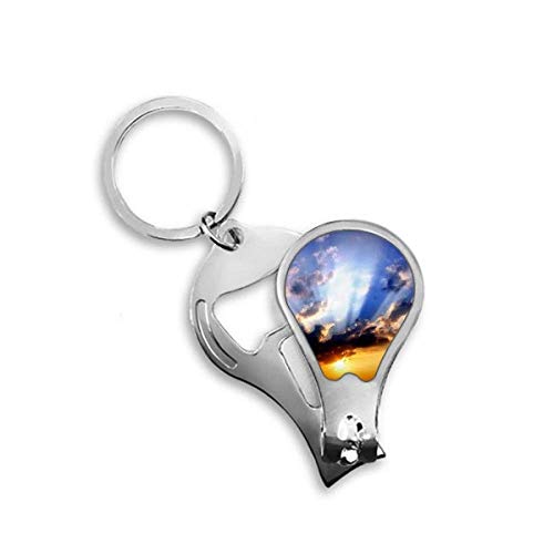 Coupe-ongles bleu et orange avec motif de ciel nuageux pour pieds