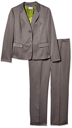 Le Suit Women's Pinstripe 2 Button Jacket Pant Suit W/cami (1), Grey/Wild Pear, 14