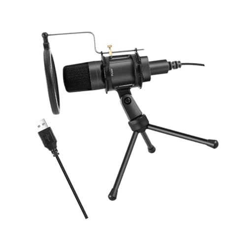 CAXUSD 1Set USB Gaming Microphone Set Condenser Mic with Noise Reduction for Streaming Live Broadcast Recording Complete Kit with Stand Crisp Sound Quality and Easy Setup