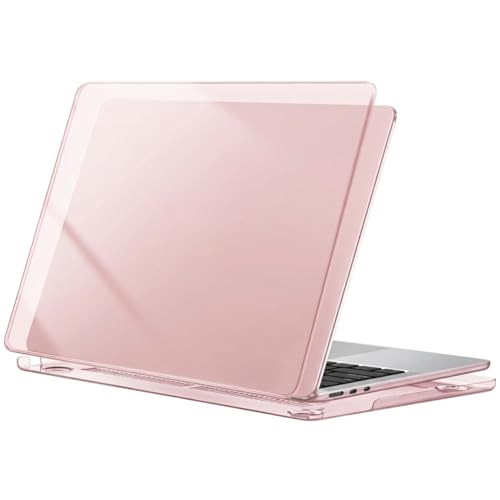 Image of Dyazo Slim Laptop Case Compatible for (2022-2026) MacBook Air 13.6 Inch M2 M3 M4 M5 A2681 A3113 A3240 A3449 | Protective Hard Shell Laptop Cover with Touch ID, Scratch Resistant & Glossy Finish (Pink)