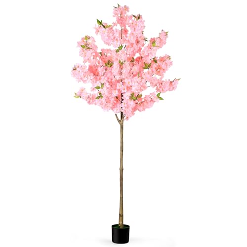 OUSHENG Artificial Cherry Blossom Tree, Fake Plants Indoor Decor, Faux