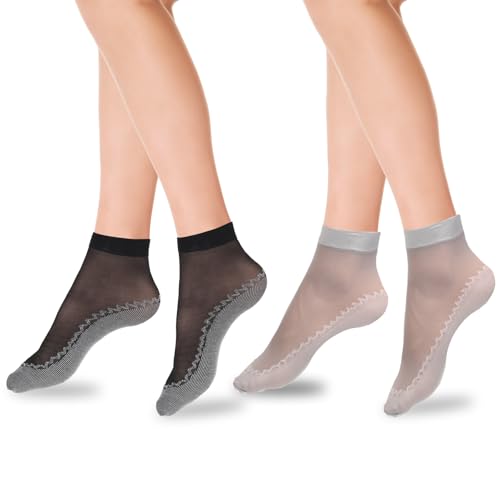 Image of InnoHHustle Sheer Socks, 12 Pairs Nylon Socks for Women Sheer Ankle Sock Women Ankle Stockings Silk Sock