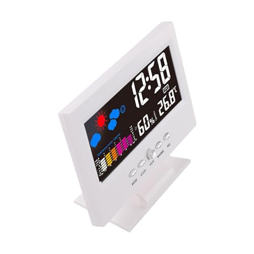 Estación meteorológica digital termómetro higrómetro con reloj LCD, alarma y seguimiento de temperatura/humedad máx./mín.- 15 x 8.8 x 10.8 cm, alimentación AAA (negro)