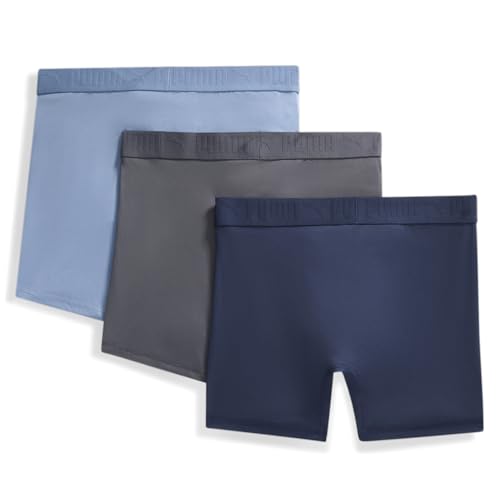 PUMA Mens 3 Pack Ultra Soft Boxer Briefs - Blue, Grey - Size S2