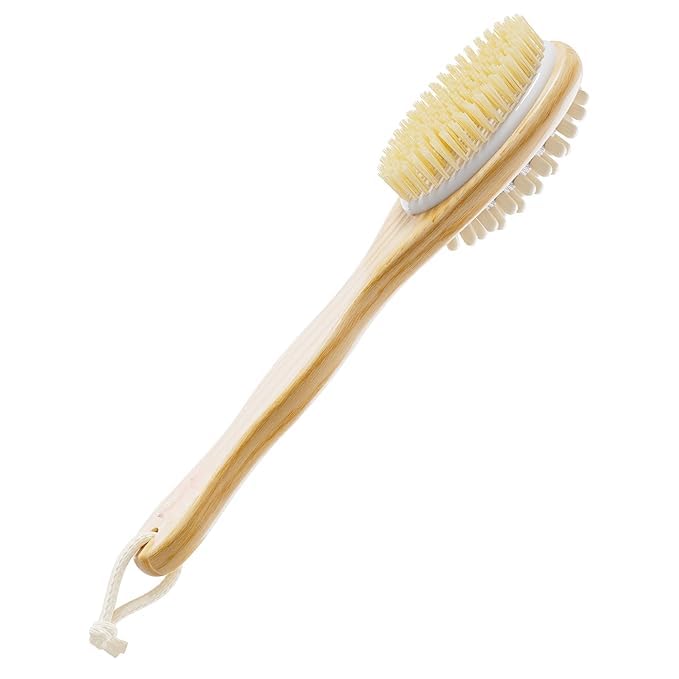 2 in 1 Bath Body Exfoliating Brush,Shower Back Cleaning Scrubber with Long Wooden Handle,40.5CM Dry or Wet Skin Exfoliator Brush with Soft and Stiff Bristles Back Washer.Stimulates Blood Circulation.-image-33