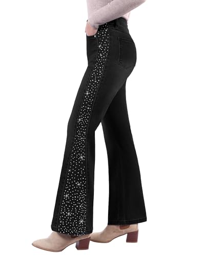 GRAPENT Sparkly Jeans for Women Women's High Waisted Wide Leg Pants Trendy Birthday Party Outfits...