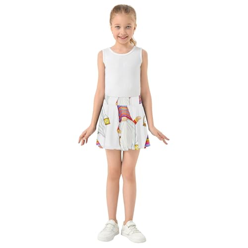 Athletic Shorts for Girls Skorts Tennis Skirts Kids Running Butterfly Skirt Whimsical Cute Gnomes White 3t3