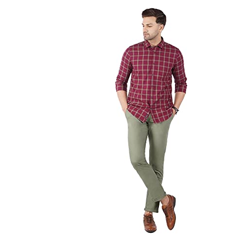 Image of Blackberrys Men's Cotton Blend Solid Slim Fit Casual Trousers