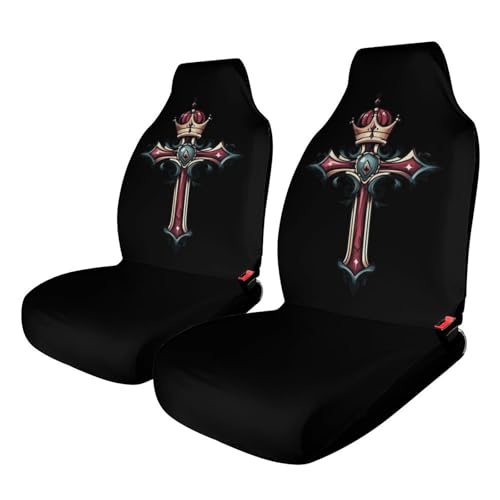 Crrown and Cross Car Seat Covers Universal Car Front Seats Protector Auto Interior Accessories 2PCS