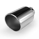 Richeer 5 to 10 inch Exhaust Tip, 5' Inlet 10” Outlet 18” Overall Length Stainless Steel Exhaust Tip Surface Polished Finish Universal for Vehicles with 5' O.D. Exhaust Tailpipe, Rolled Edge, Bolt on