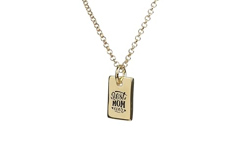 Collier Gravé Best Mom en pendentif rectangle à offrir comme cadeau pour maman