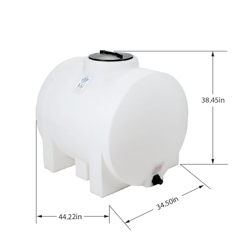 Image of RTS Plastics 150 Gallon Water Tank Horizontal Leg Tank - 12 inch Vented Manway, 1 inch Poly Bulkhead, Seamless Heavy-Duty Liquid Storage Tank for Water, Fertilizers & Chemicals