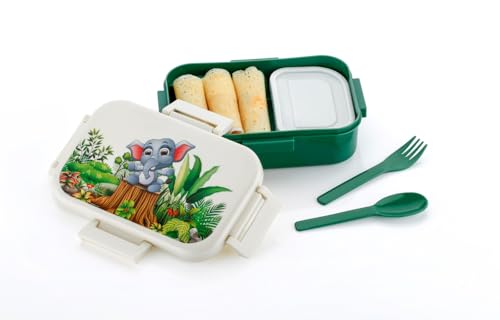 Image of Lunch Box for Kids, Adults |Tiffin Box with 2 Compartment, Spoon and Fork | Leakproof 100% Food Grade
