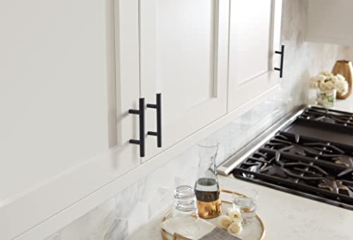 Image of Amerock Bar Pulls 2-1 /2 (64 mm) Center-to-Center Matte Black Cabinet Pull - 10 Pack | 2-1 /2 inch (64mm) Center-to-Center Mounting Distance and 4-7 /8 inches Overall Length, Durable Carbon Steel Cabinet Hardware