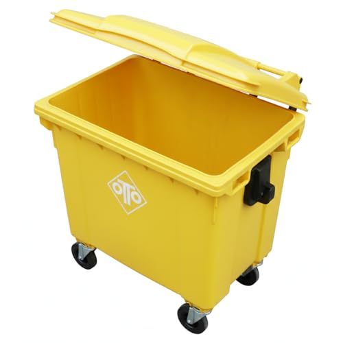 Image of Otto Big Plastic Wheeled Dustbin with Lid 660 Litre Yellow