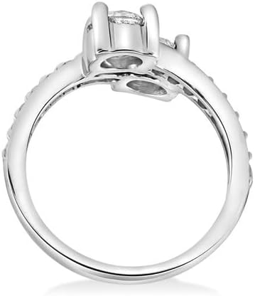 Yash Diam Jewel 14K White Gold Plated 925 Sterling Silver Round Cut Created White Diamond Prong Set Two Stone Wedding Engagement Ring (2.50 CT)