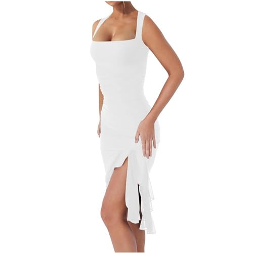 Robe midi moulante froncée pour masquer les complexes en soirée