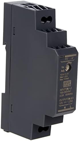 Top-hat rail power supply 15 W 12 V 1.25 A; MeanWell HDR-15-12; DIN-rail transformer