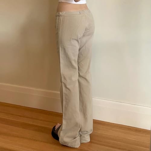 Womens Corduroy Flare Pants Low Rise Vintage Petite Bagyy Bell Bottom Corduroy Trousers with Drawstring2