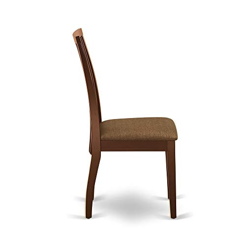 East West Furniture CAIP7-MAH-C Rectangular Set 7 Piece-Linen Fabric Chairs Seat-Mahogany Finish Dining Room Table and Structure