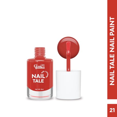 Image of Glam21 Nail Tale Nail Polish | Glossy Gel Finish | Rich Pigmentation | Chip Free | Quick Drying Formula | Long Lasting Nail Polish for Women | 9ml | Shade-21