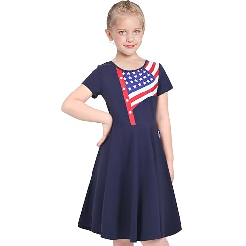 Image of Sunny Fashion Girls Dress Colorful Striped Knitted Cotton Stretch School