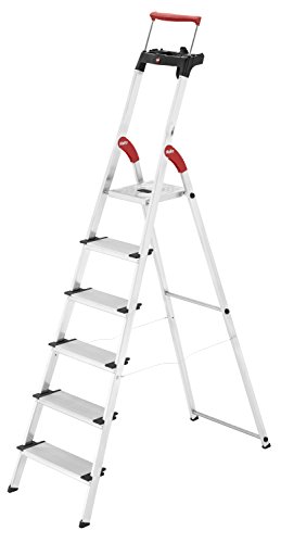Preisvergleich Produktbild Hailo XXR ComfortLine Alu Stehleiter (6 XXL-Stufen, EasyClix, Ablageschale, ausziehbarer Haltebügel, bis 150 kg) 8030-607