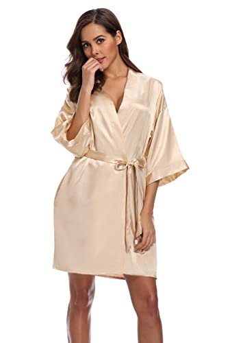 Robe for Women Silky Lightweight Satin Kimono Bride Bridesmaids Wedding Party Robes Dressing Gown Summer Loungewear3