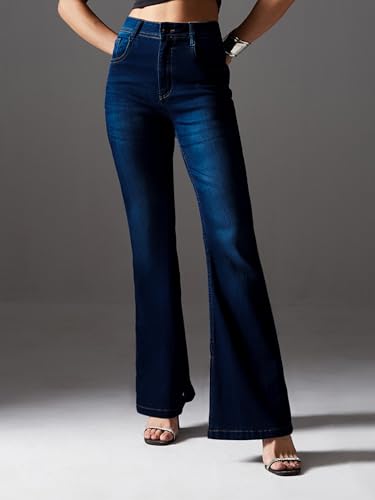 Image of Miss Chase Women's Wide Leg High Rise Regular-Length Stretchable Denim Jeans