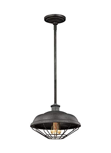 Feiss P1452SGM Lennex Industrial Vintage Mini Pendant Lighting, 1-Light 60 Watt (12"Dia x 9"H), Iron