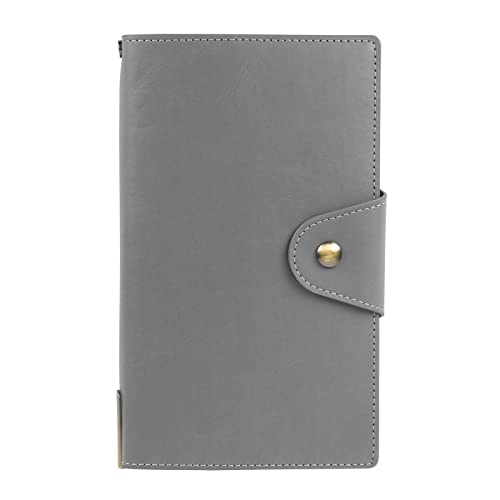 Simpolor Journal Writing Carnet de notes en cuir synthétique avec emplacements pour cartes, A6 Personal Professionnel, Planner professionnel, Agenda pour hommes et femmes, Gris Cover
