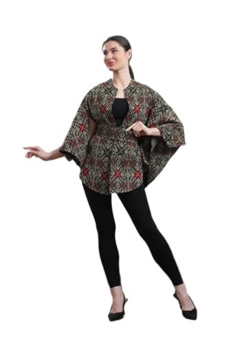 Sema Free Size Tatreez Cape for Women Palestinian Embroidered Open Abaya Modest Fashion Kimono Style Wrap and Elegant Wear