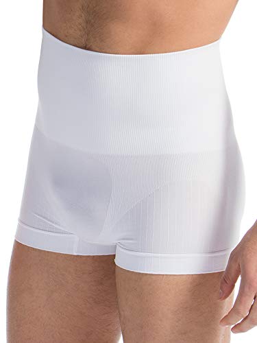 Farmacell Man 402 (Blanc, L) Boxer Gainant Sculptant Homme avec Ceinture Ventre Plat