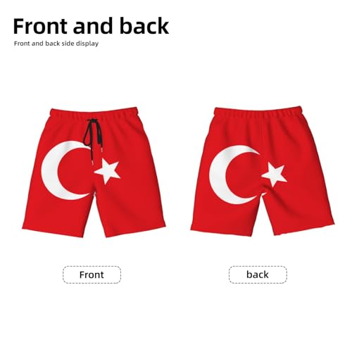 Flag of Turkey Youth Beach Pants, Soft and Breathable, with Drawstring Waist, Suitable for Sports and Leisure.2